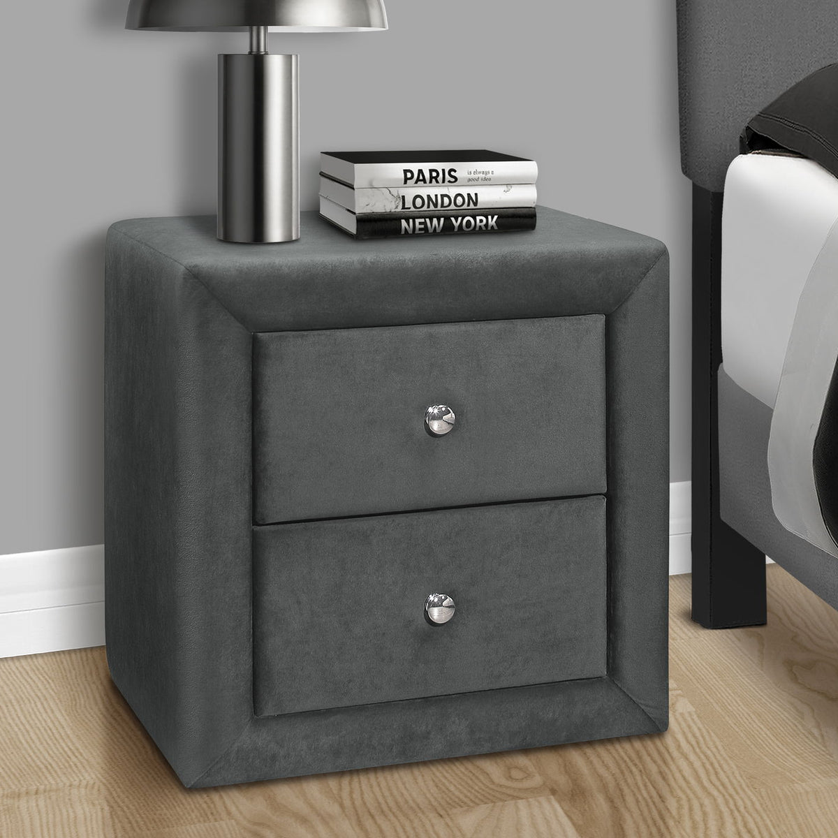 Nightstand, Storage Drawer Versatile Use, Upholstered, Transitional