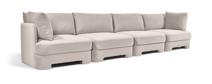 Light gray velvet performance fabric upholstered 4-piece sectional sofa set