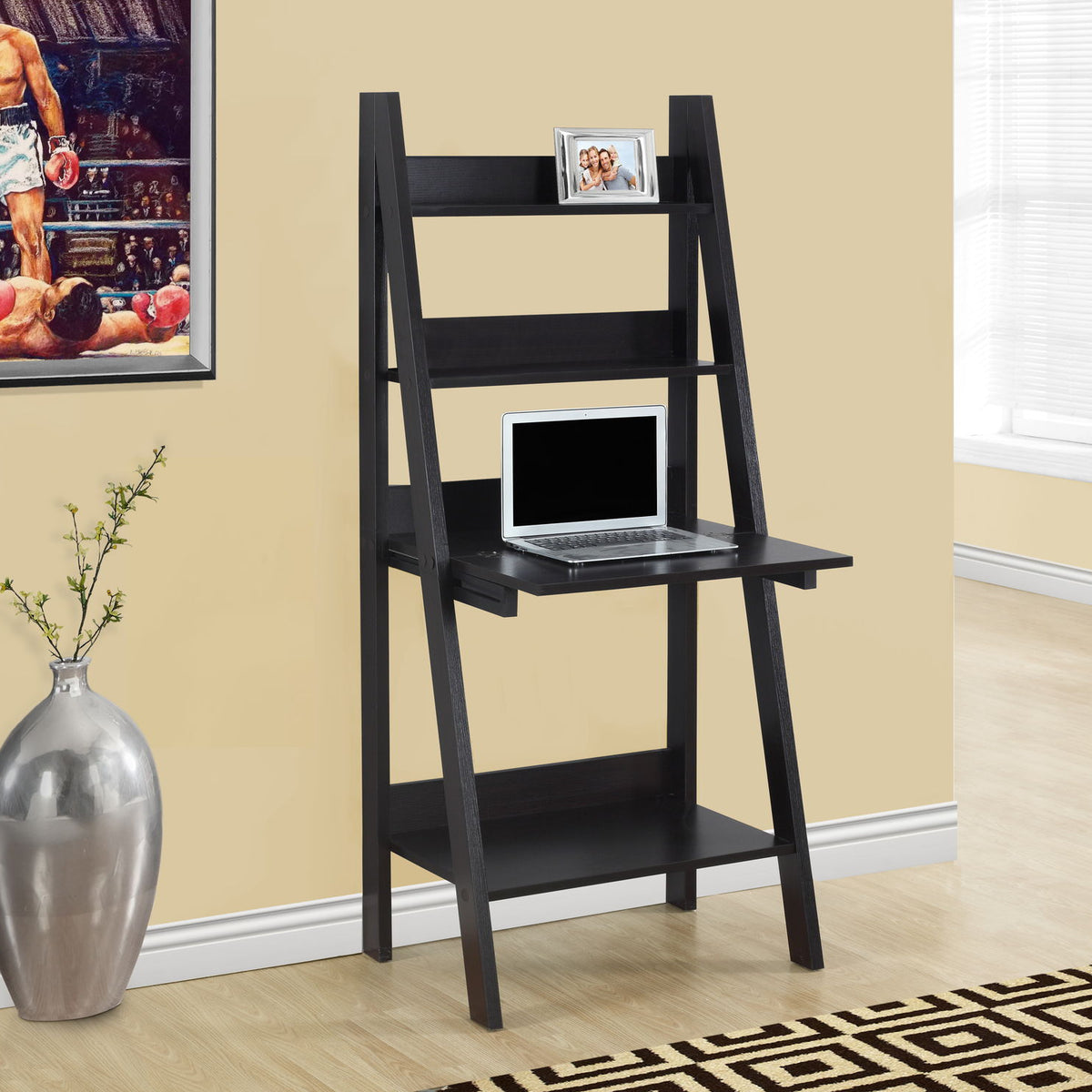 Computer Desk For Home Office, Laptop, Leaning, Storage Shelves