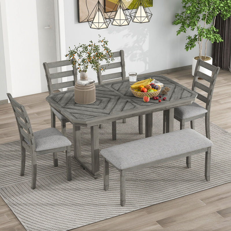 6 Piece Dining Table Set With Ergonomic Seating