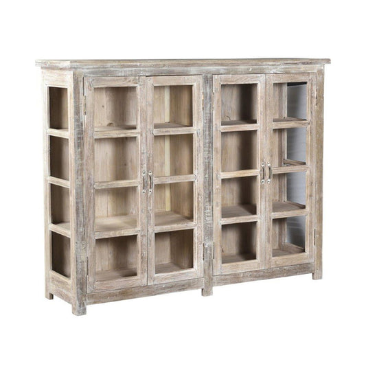 Alta - 4 Door Glass Panel Storage Cabinet - Antique White