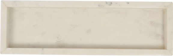 Rectangular genuine marble tray with light beige veining and smooth raised edges