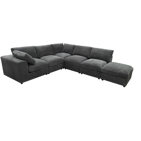 Dark gray modular sectional sofa with chaise and ottoman-style chaise