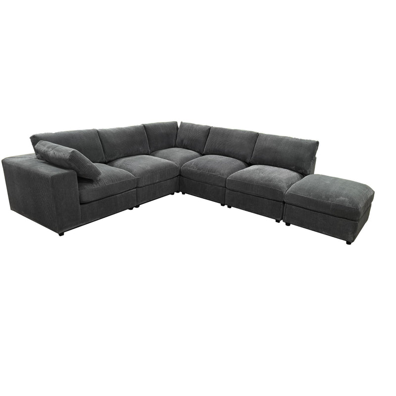 Dark gray modular sectional sofa with chaise and ottoman-style chaise