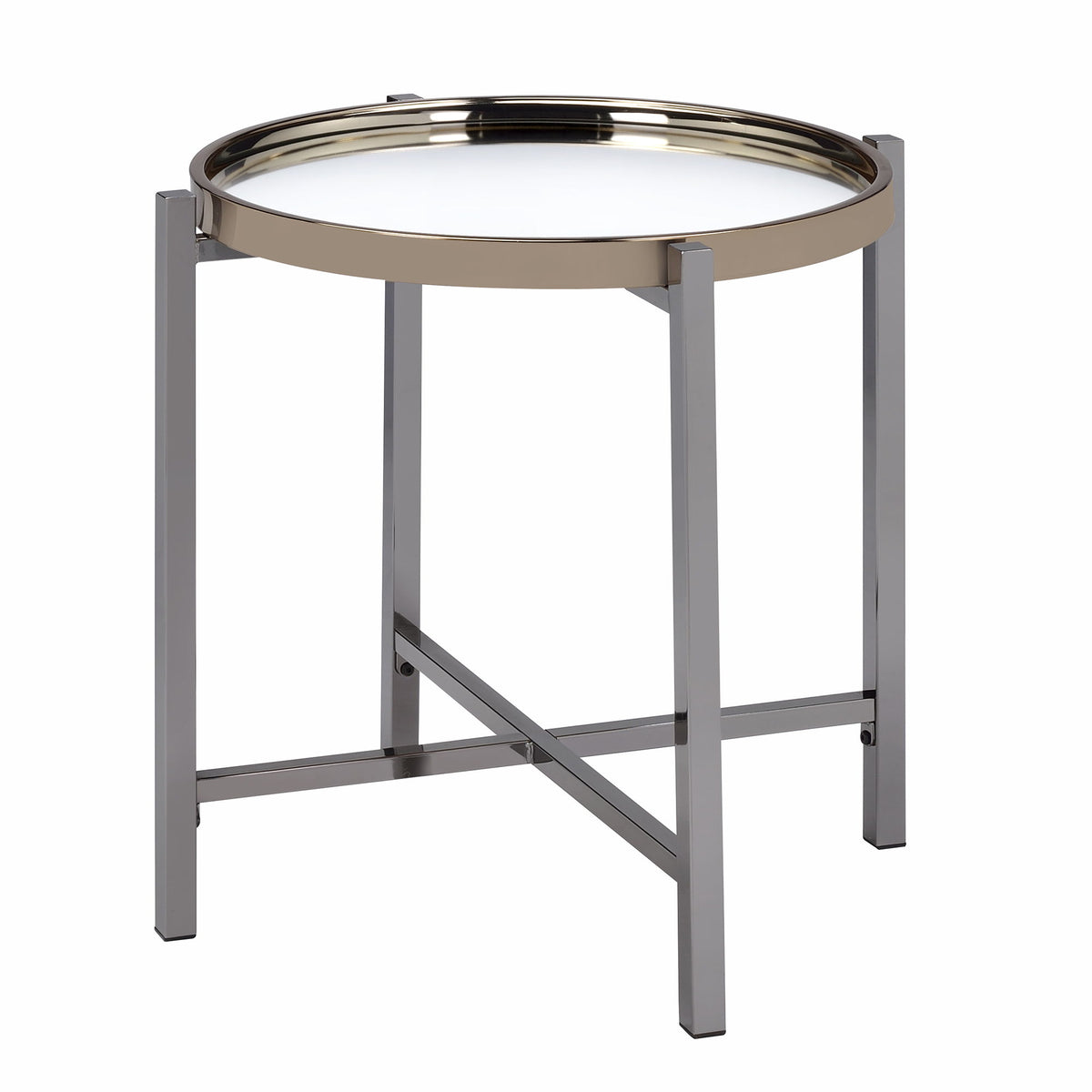 Edith - Round End Table - Dark Nickel