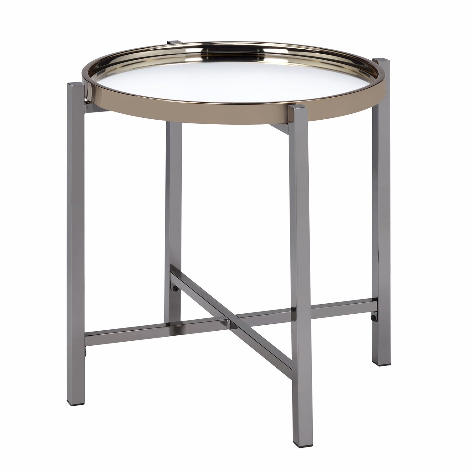 Edith - Round End Table - Dark Nickel