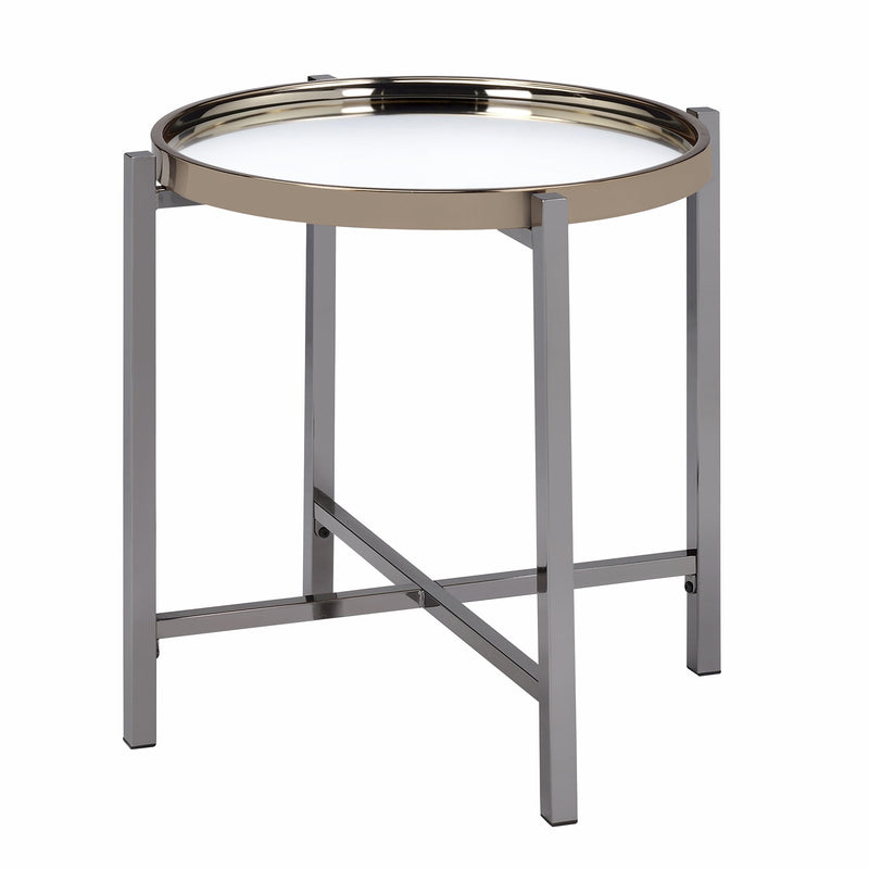 Edith - Round End Table - Dark Nickel