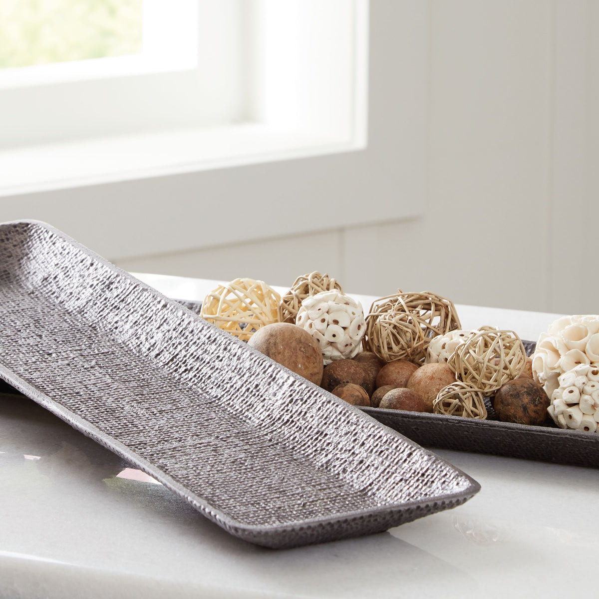 Garekton - Tray Set (Set of 2) - Pewter Finish