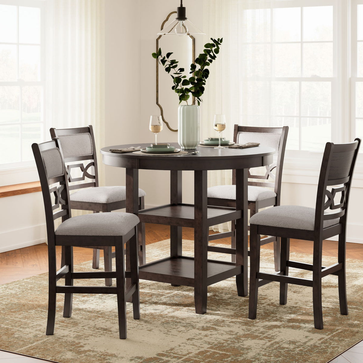 Langwest - Dining Room Counter Table Set (Set of 5) - Brown