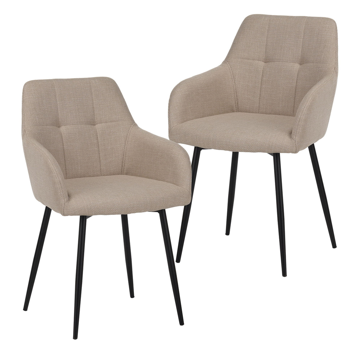 Dining Chair With Backrest And Wide Seat (Set of 2) - Beige
