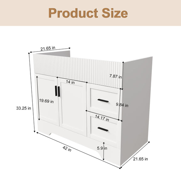 White bathroom vanity dimensions diagram with width and height labels