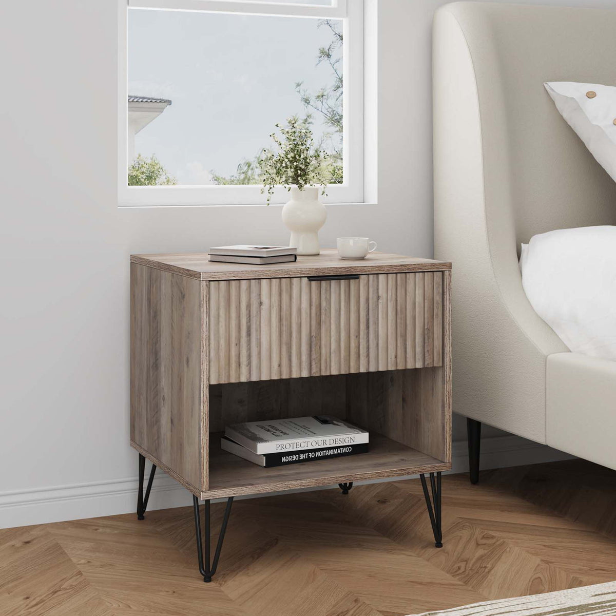 Manhattan Dumbo - Nightstand With Rustic Gray Frame