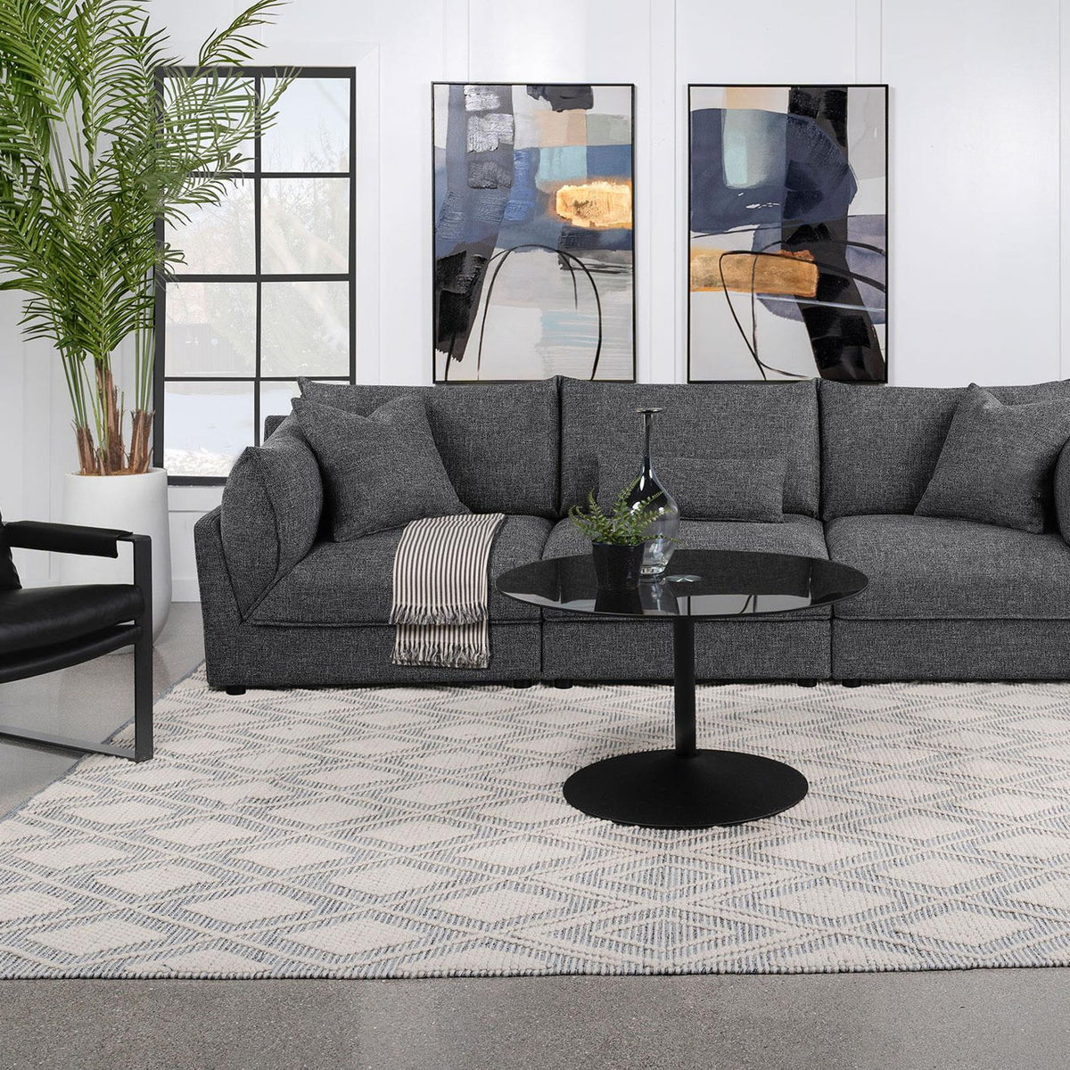 Sasha 3-Piece Upholstered Sofa Barely Black