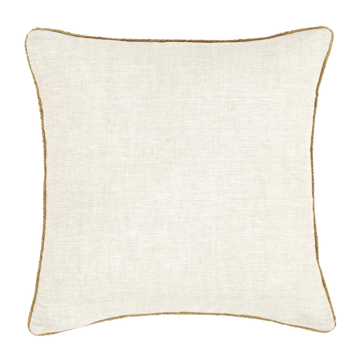Plain decorative throw pillow cover in off-white with tan outline stitching