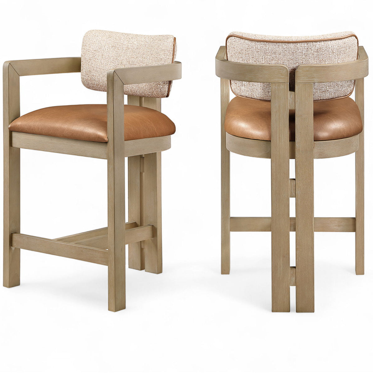 Ravina - Upholstered Counter Stool With Stained Natural Base