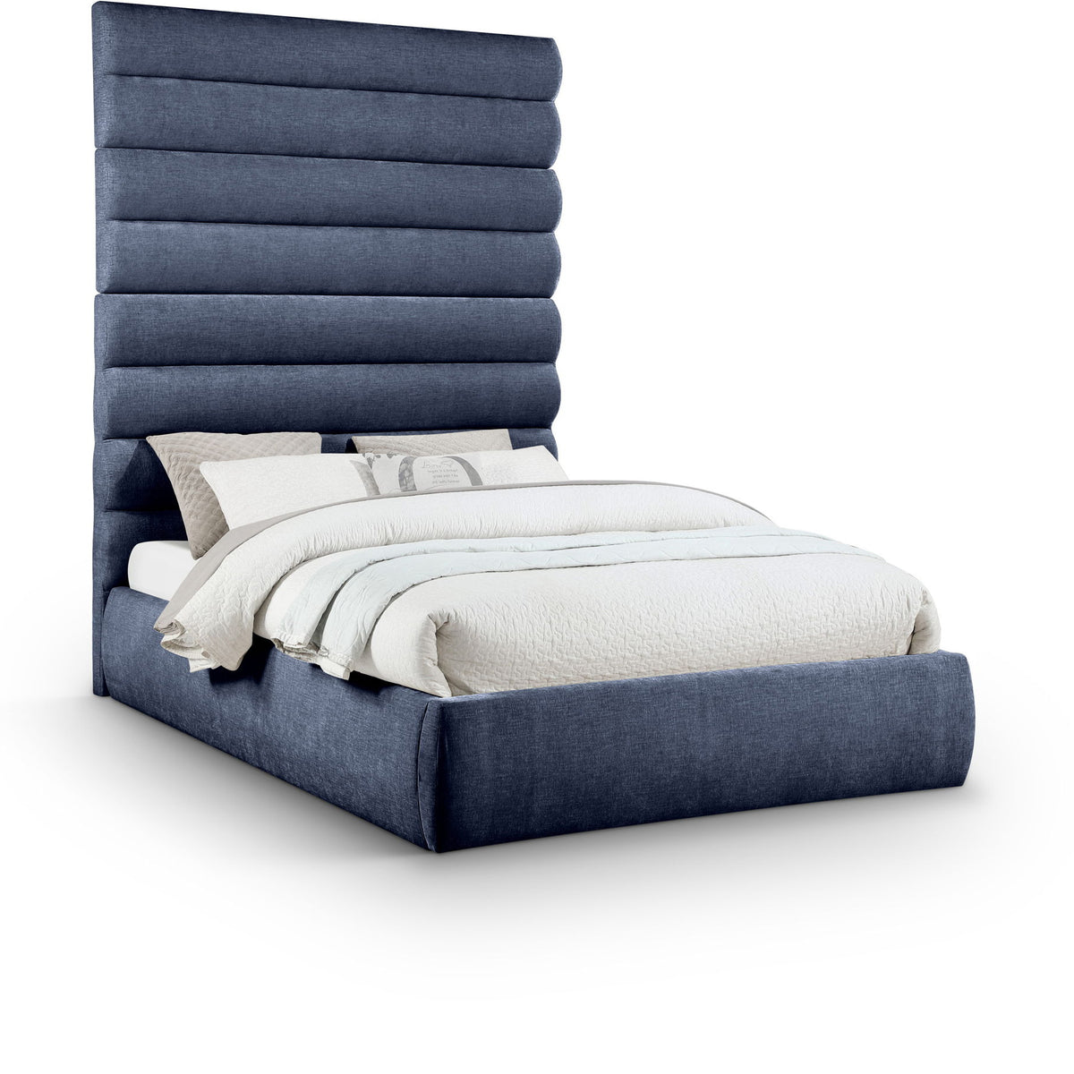 Adam - Chenille Fabric Bed With 89" Headboard