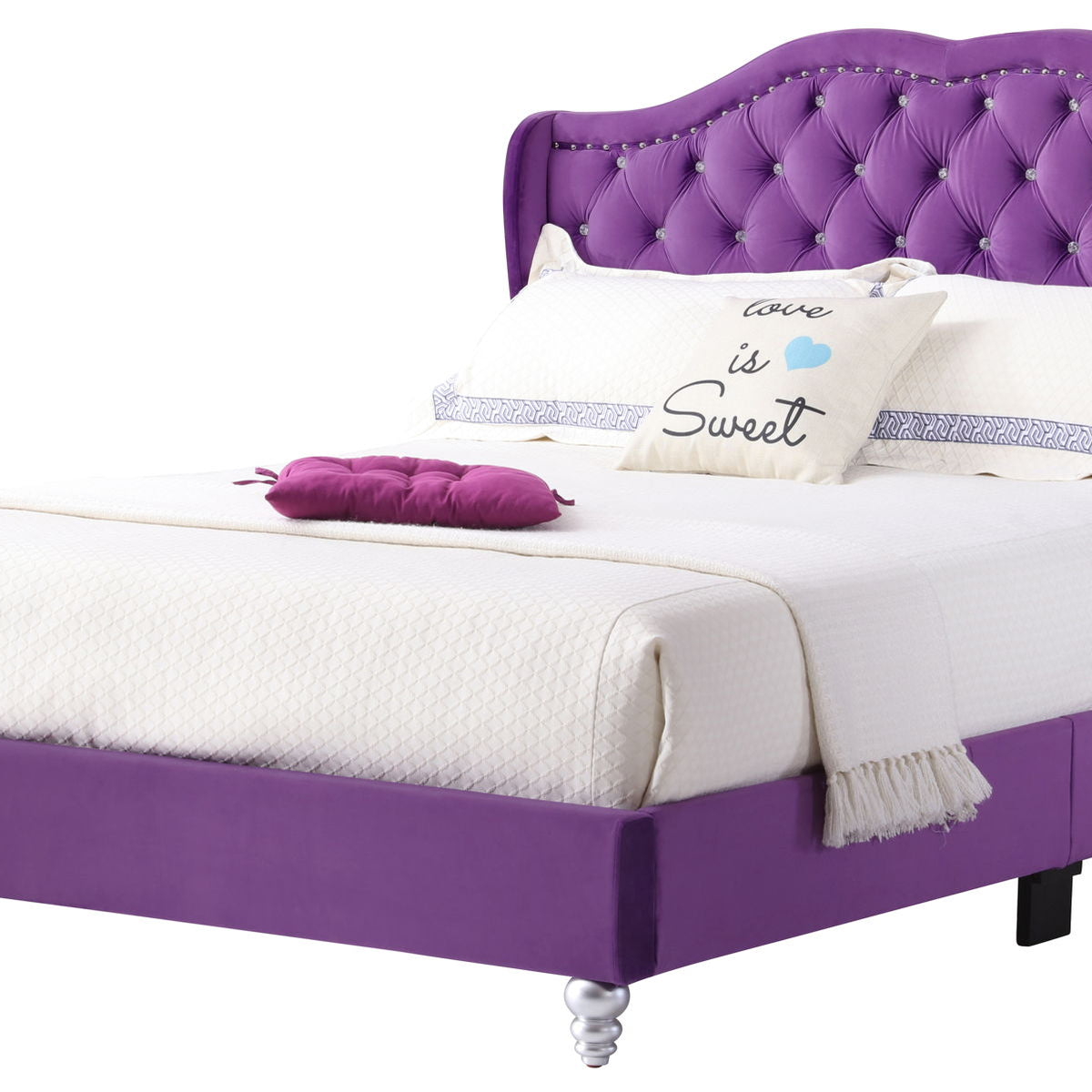 Upholstered Velvet Bed Transitional
