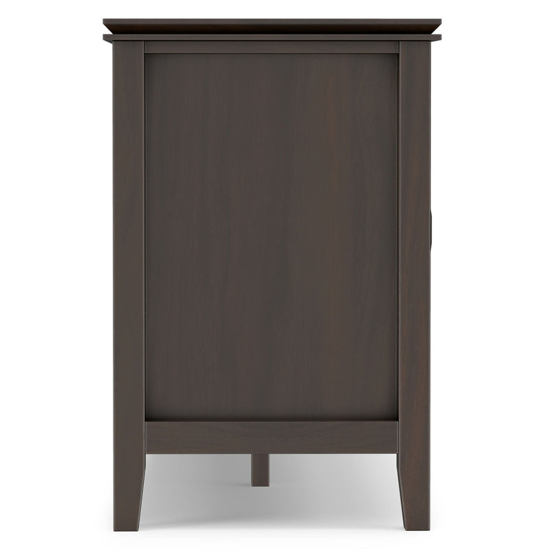 Tobacco brown TV media stand with open cabinet frame and lower support