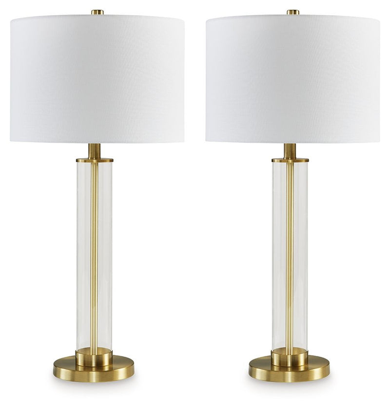 Orenman - Glass Table Lamp (Set of 2) - Clear / Brass Finish