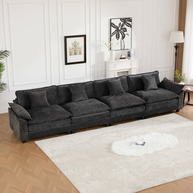 Wider Armrest 3 Seats (Ottoman is not included), Modern Sectional Couch, for Living Room Bedroom and Apartment, Comfy Double Layer Upholstered Seat Cushion, Breathable Chenille Fabric,Black,SW5044BK