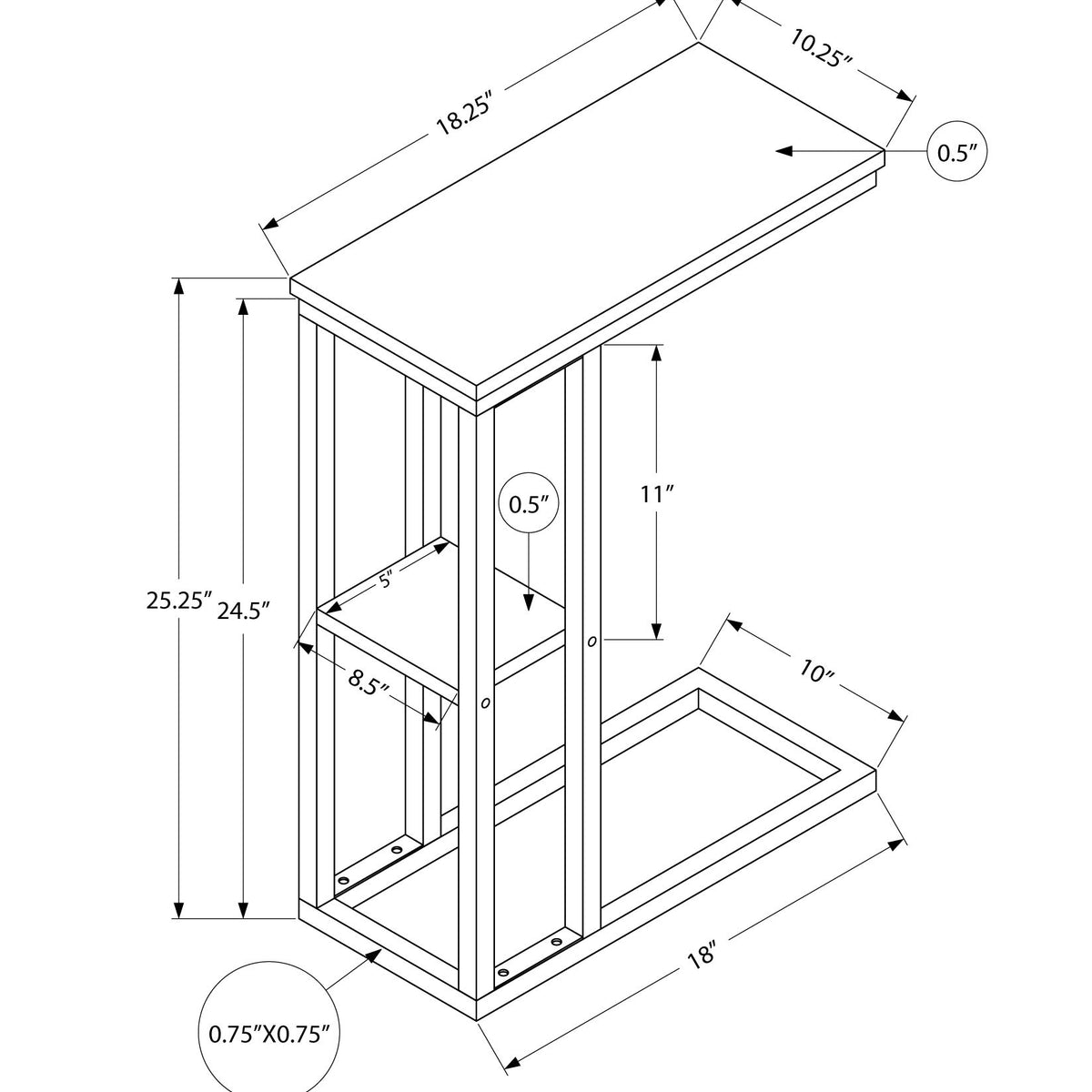 Accent Table, C - Shaped, Marble Look Contemporary & Modern Convenient Design