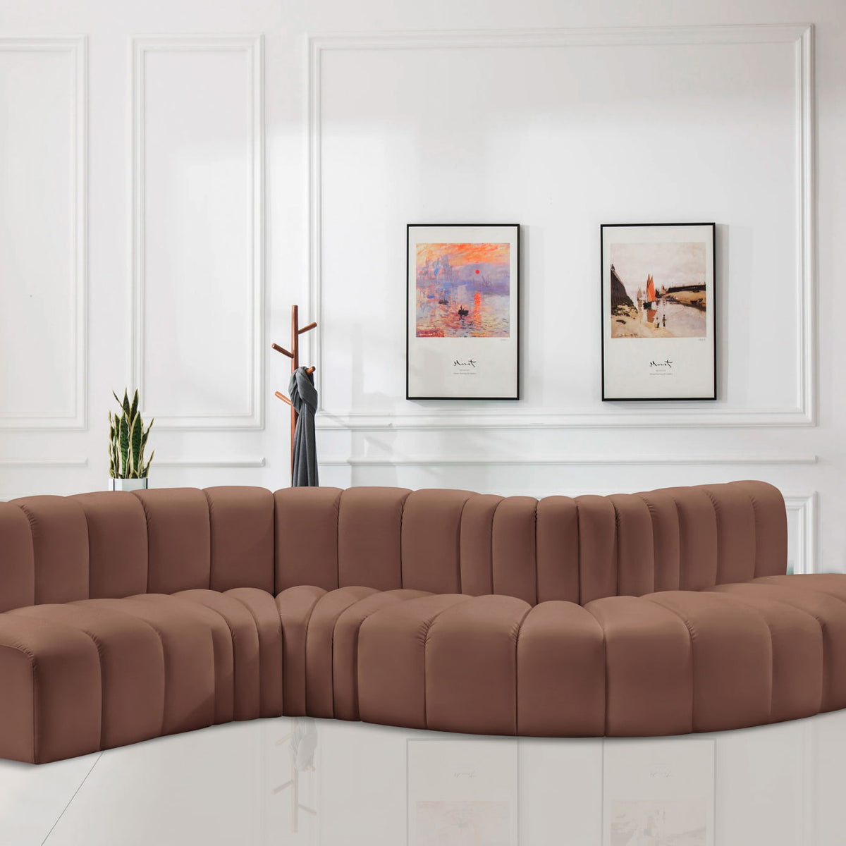Arc - Faux Leather 6 Piece Curved Modular Sofa