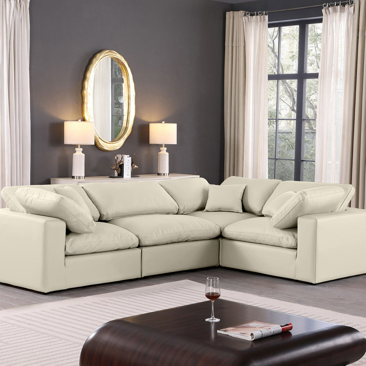 Comfy - 4 Piece Faux Leather Modular Sectional