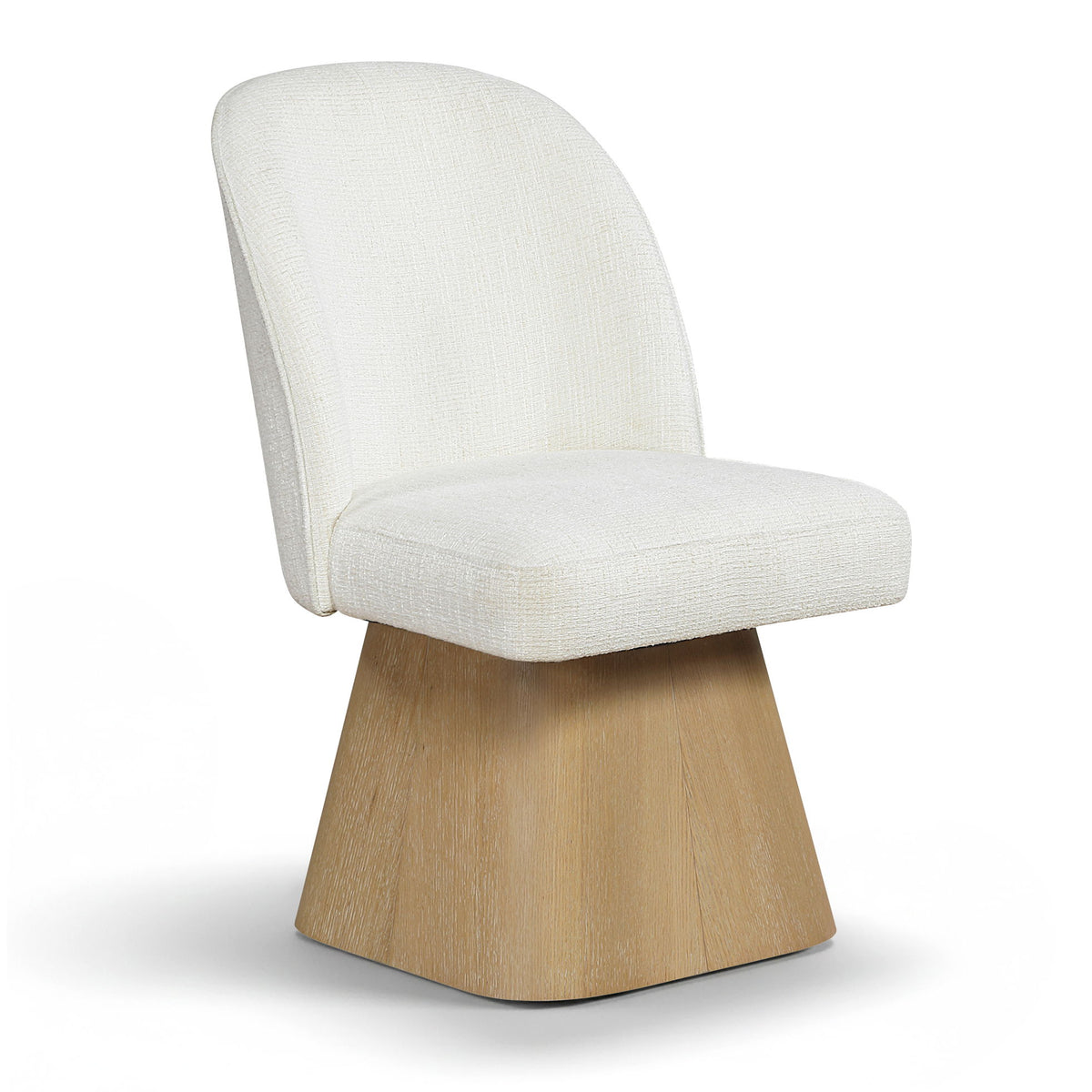Marlowe - Linen Textured Fabric Upholstered Swivel Dining Side Chair - Stained Natural