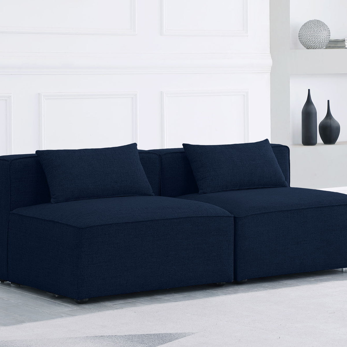 Cube - Linen Modular 2 Seat Armless Sofa