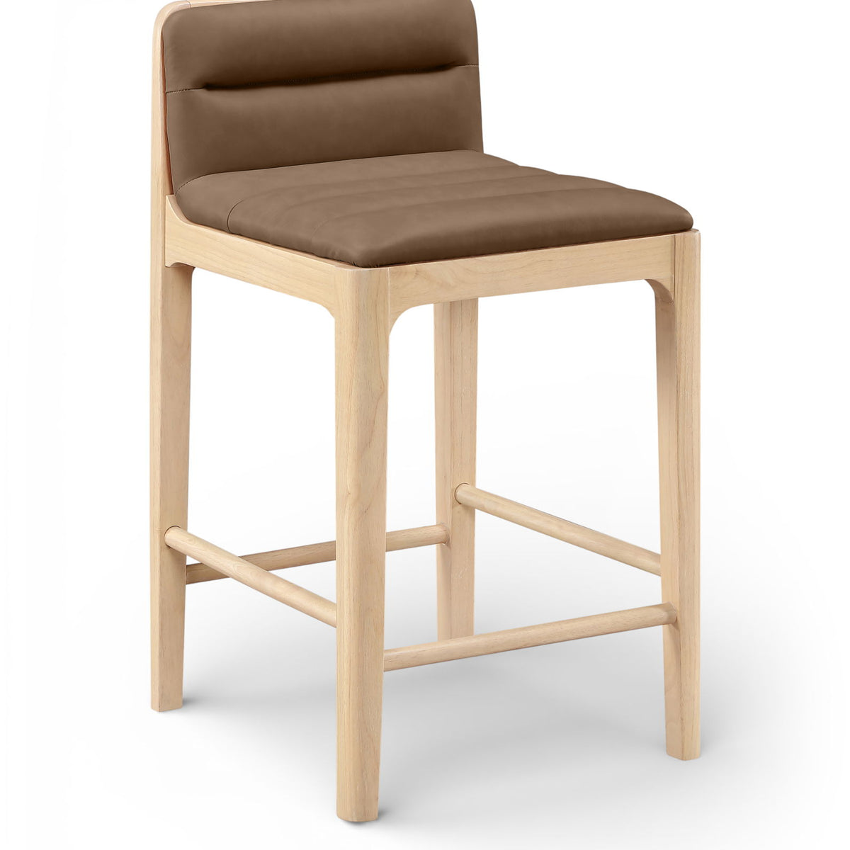 Ellis - Vegan Leather Upholstered Counter Stool (Set of 2) - Natural Base