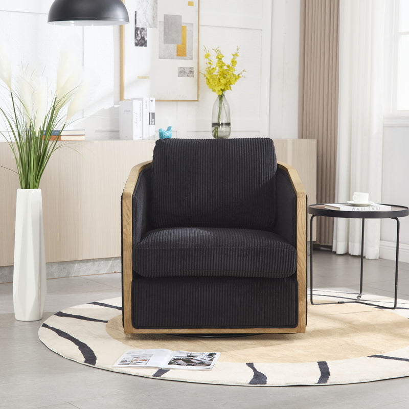 Corduroy Barrel Chair, 360 Degree Swivel