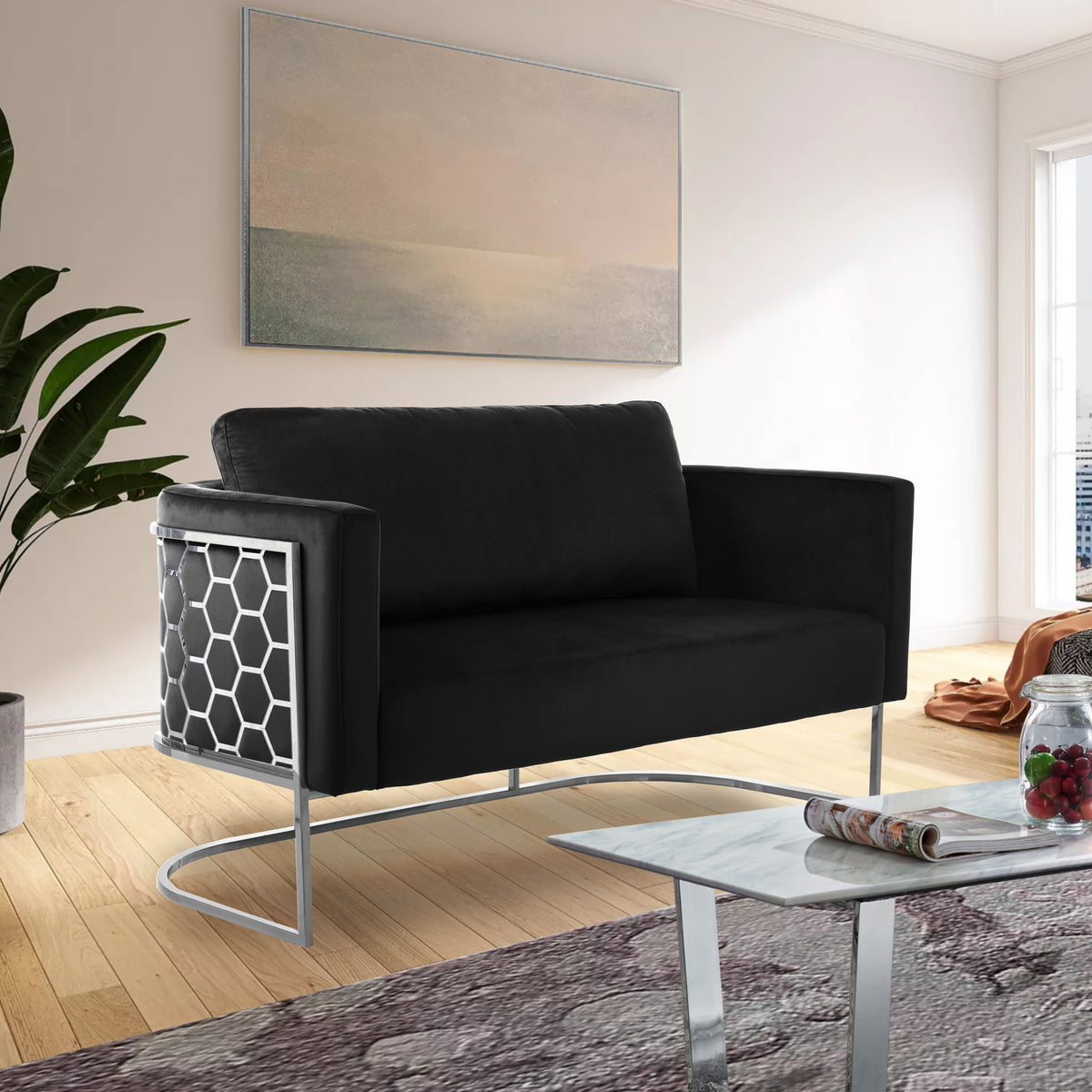 Casa - Loveseat with Chrome Legs