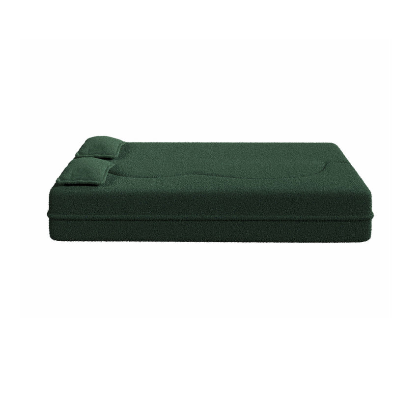 Modern Floor Sofa, With 2 Pillows, Convertible Teddy Fabric Foam Filled Bed