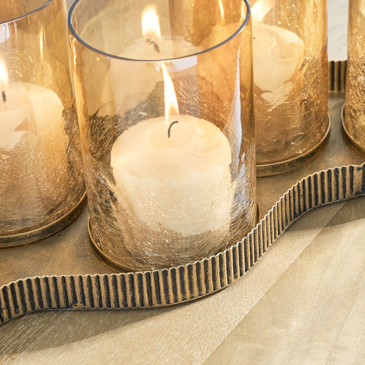 Evereton - Candle Holder - Antique Gold Finish