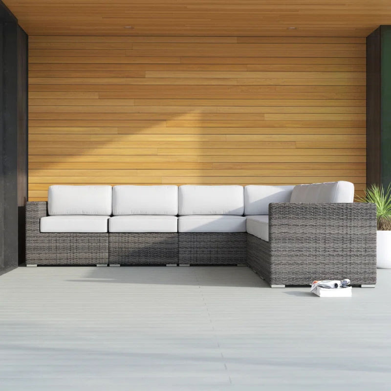 Luxurious Wicker Patio Sectional With Weather Resistant Sunbrella Cushions