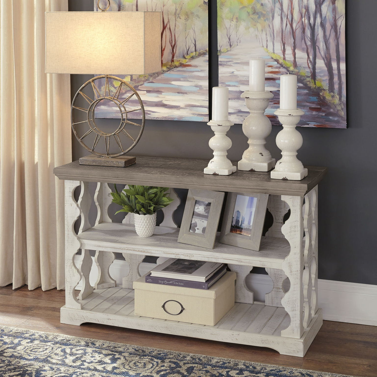 Havalance - Console Sofa Table - Gray / White