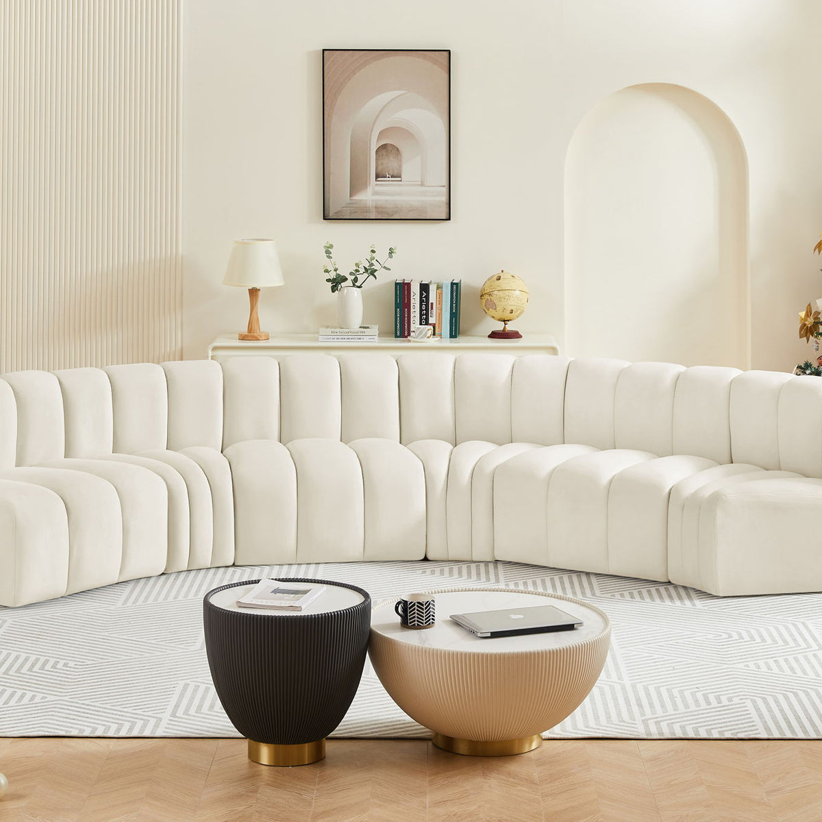 Arc - Velvet 6 Piece U-Shaped Modular Sofa