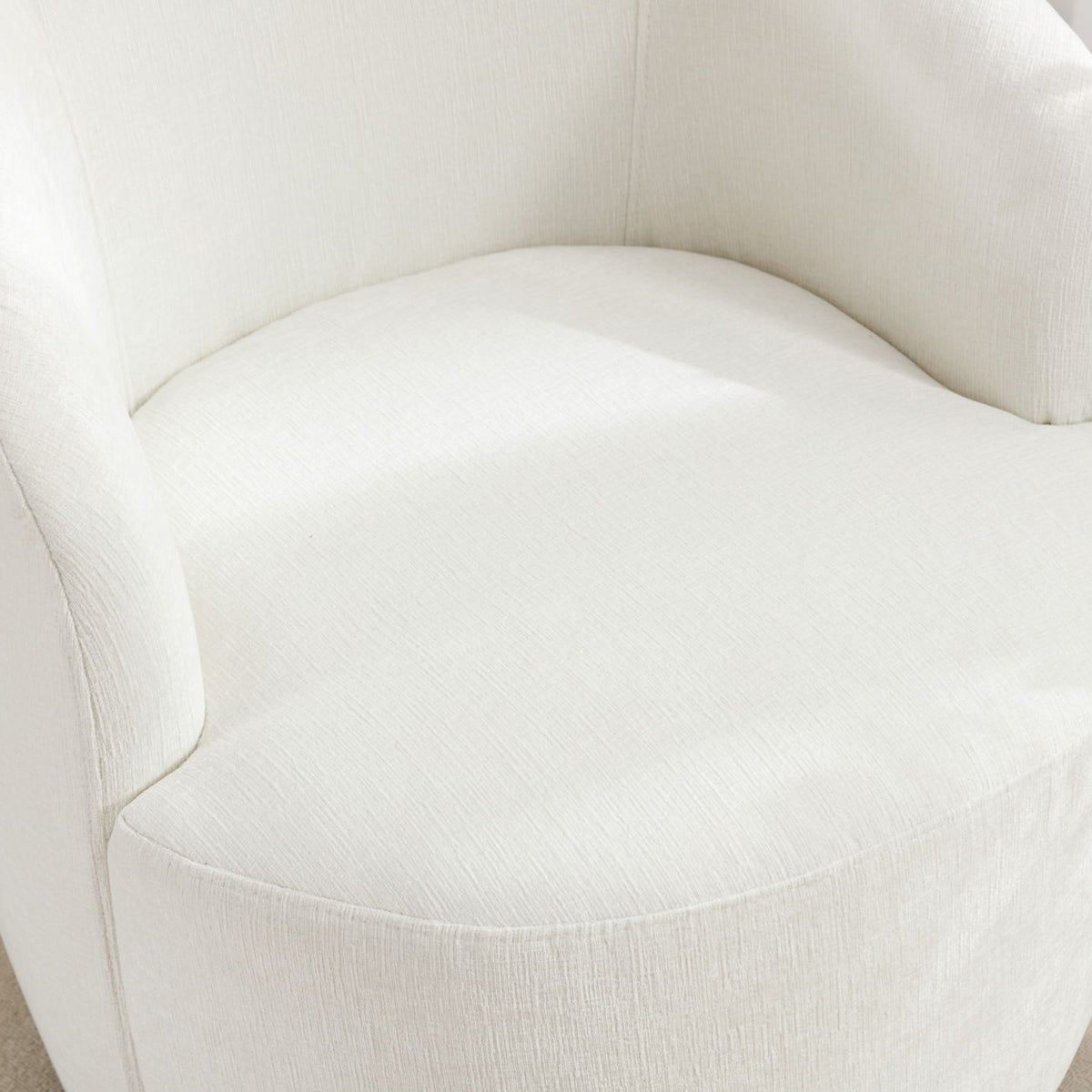 Chenille Fabric Swivel Accent Armchair Barrel Chair With Powder Coating Metal Ring