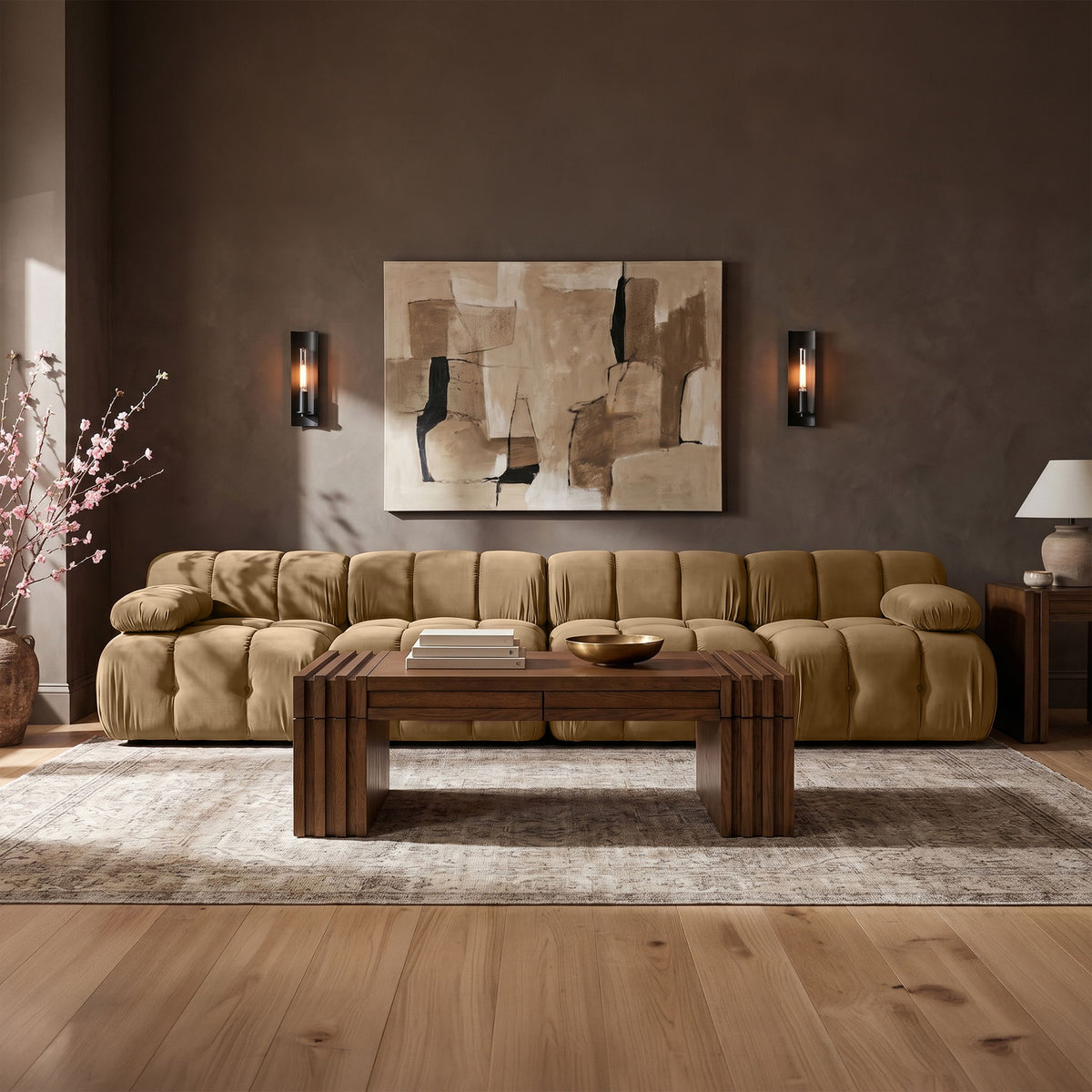 Orin - Velvet 4 Piece Modular Sofa