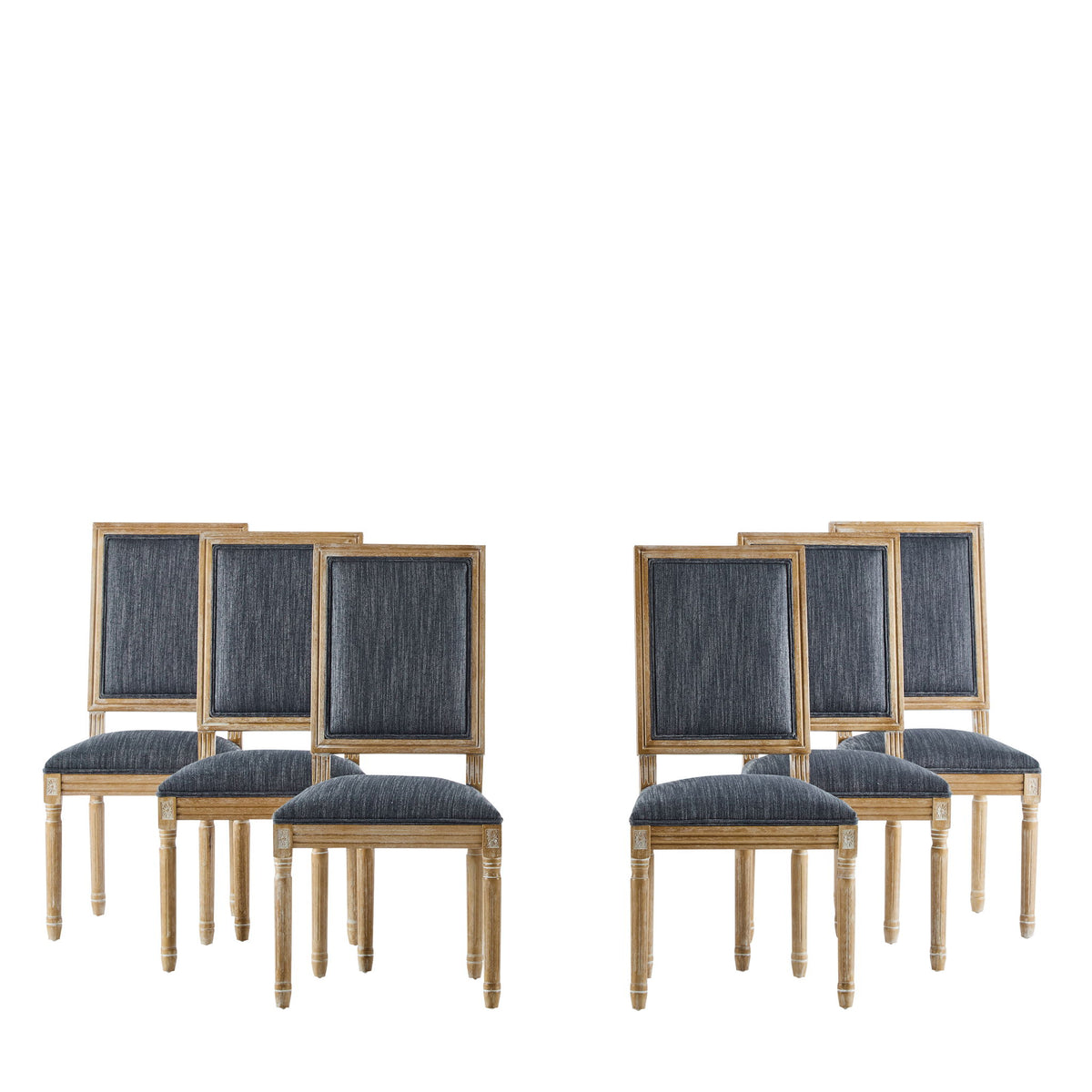 French Country Style Dining Chair With Upholstered Seating And Fluted Legs