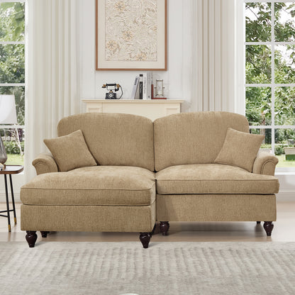 Mid-Century Chenille Loveseat - Light Coffee Chenille