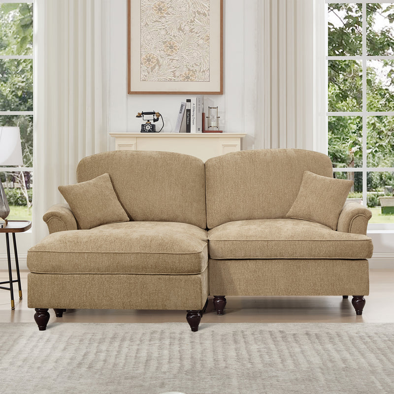 Mid-Century Chenille Loveseat - Light Coffee Chenille