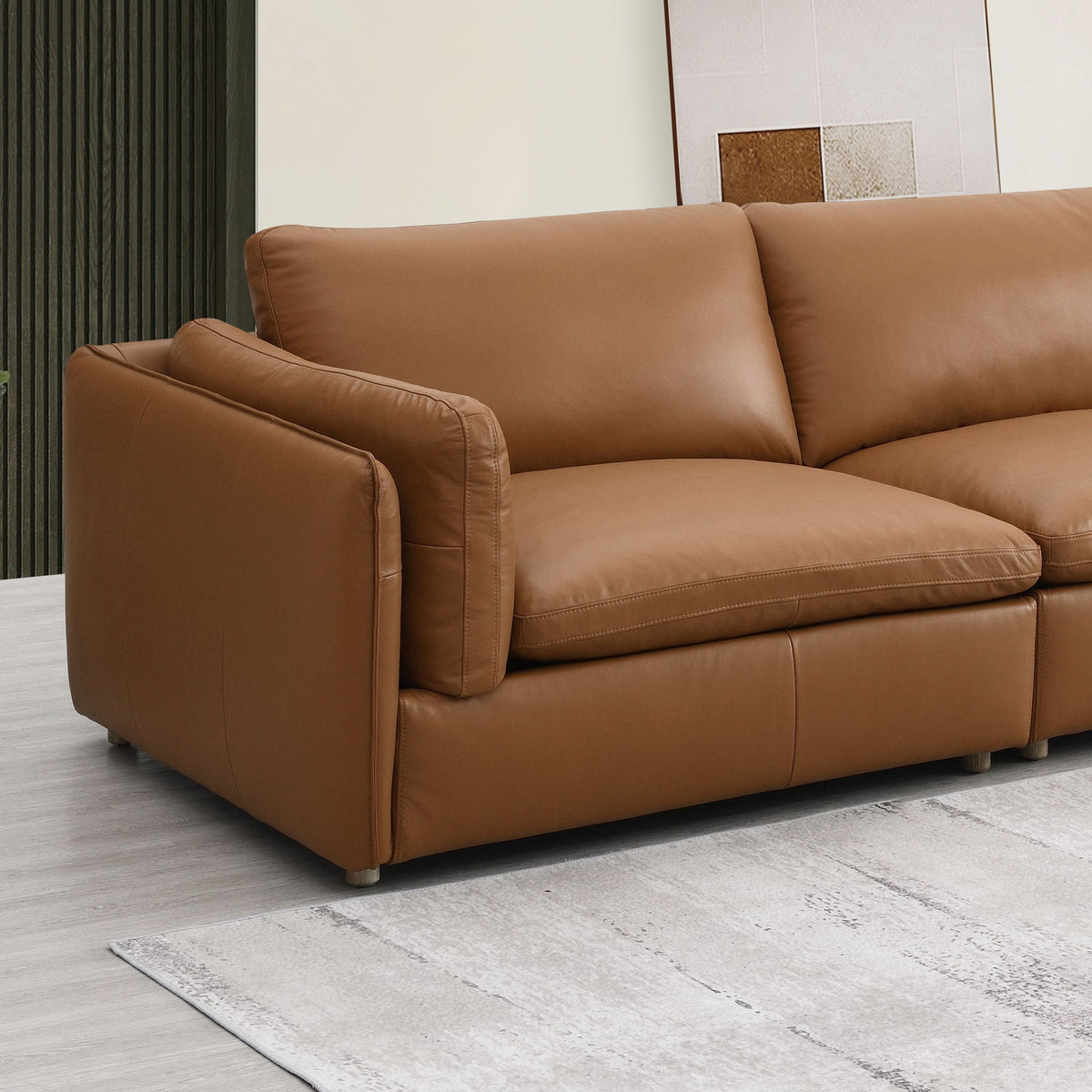 Brighton - Top Grain Leather Modular Sectional - Brown