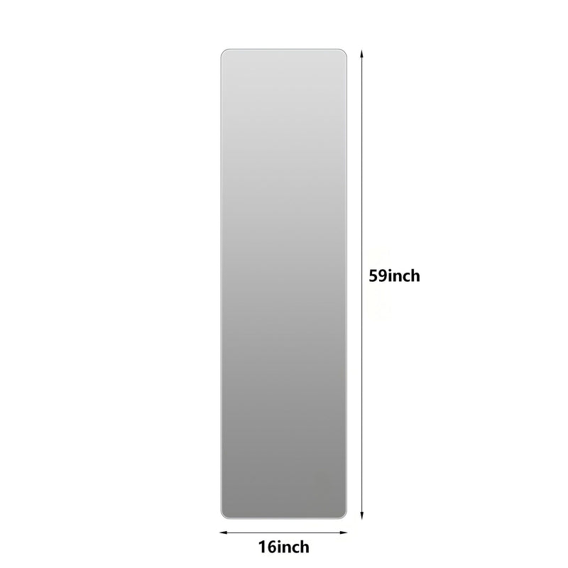 Full body mirror, rounded corners, pearl silver; 59in height, 16in width
