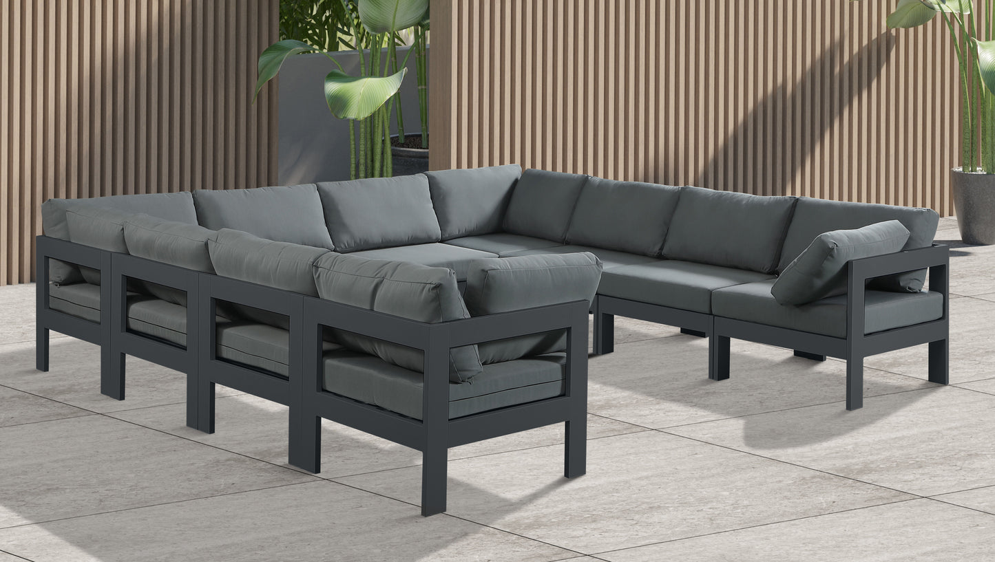 Nizuc - Outdoor Patio Modular Sectional 10 Piece - Grey - Fabric