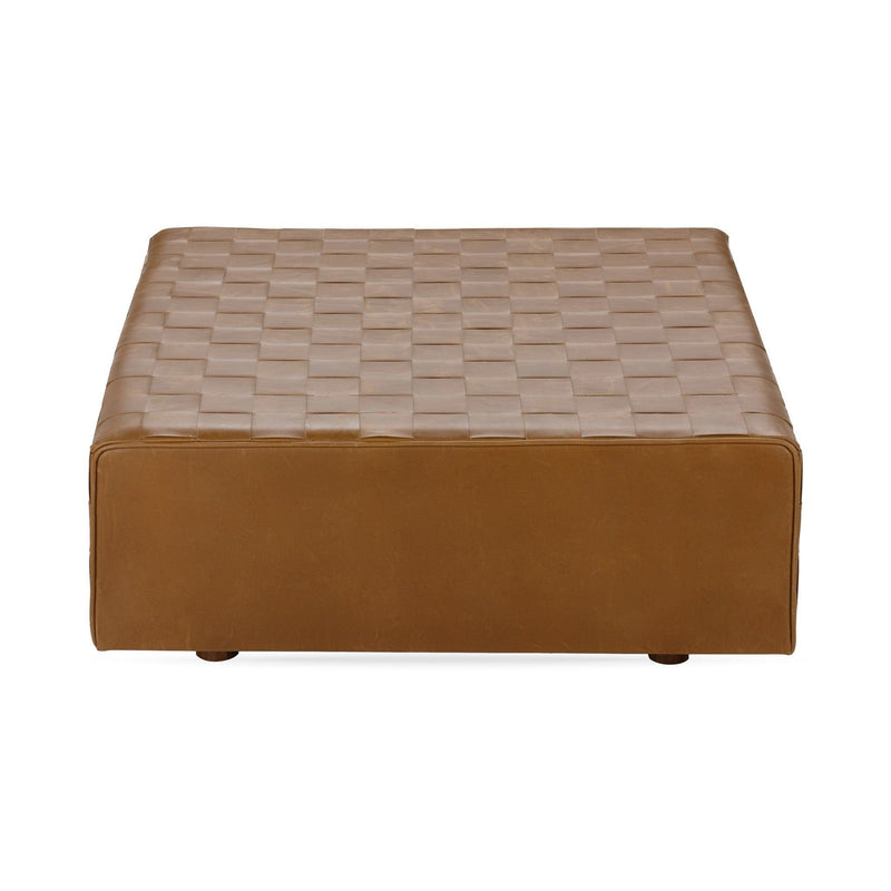 Aristo - Leather Square Ottoman - Chestnut