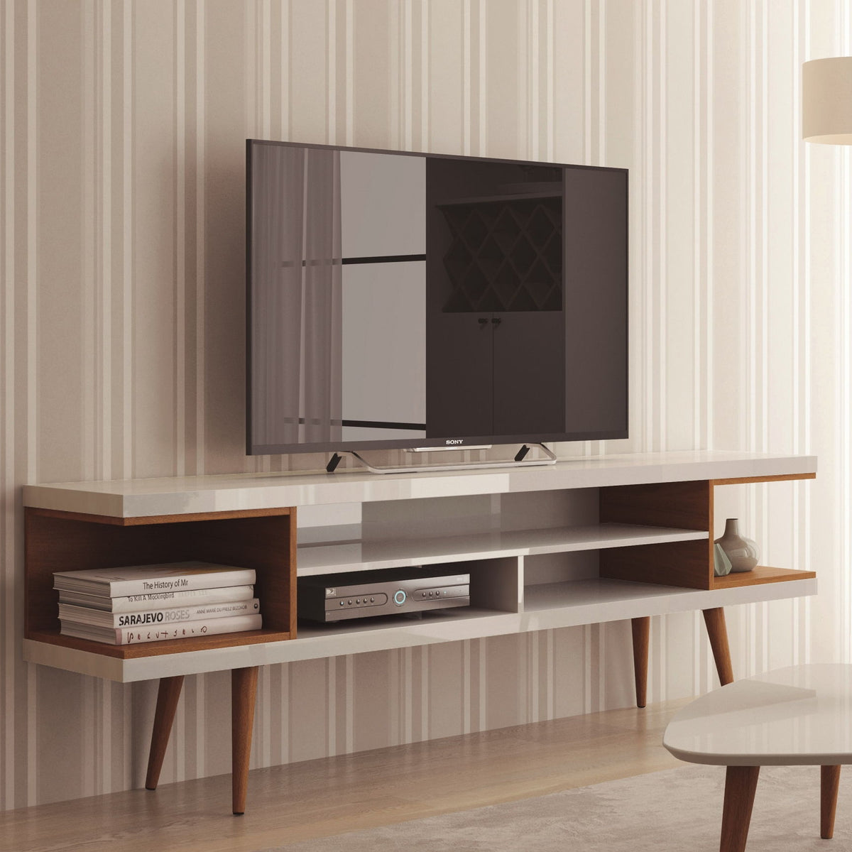 Manhattan Utopia - TV Stand - Maple Cream And White