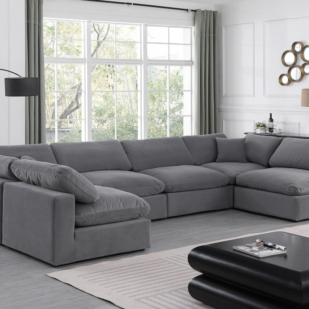 Comfy - 6 Piece Velvet Modular Armless Sectional