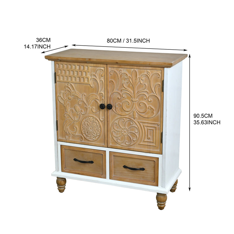 Carved door sideboard cabinet dimensions: 80cm W x 36cm D x 90.5cm H