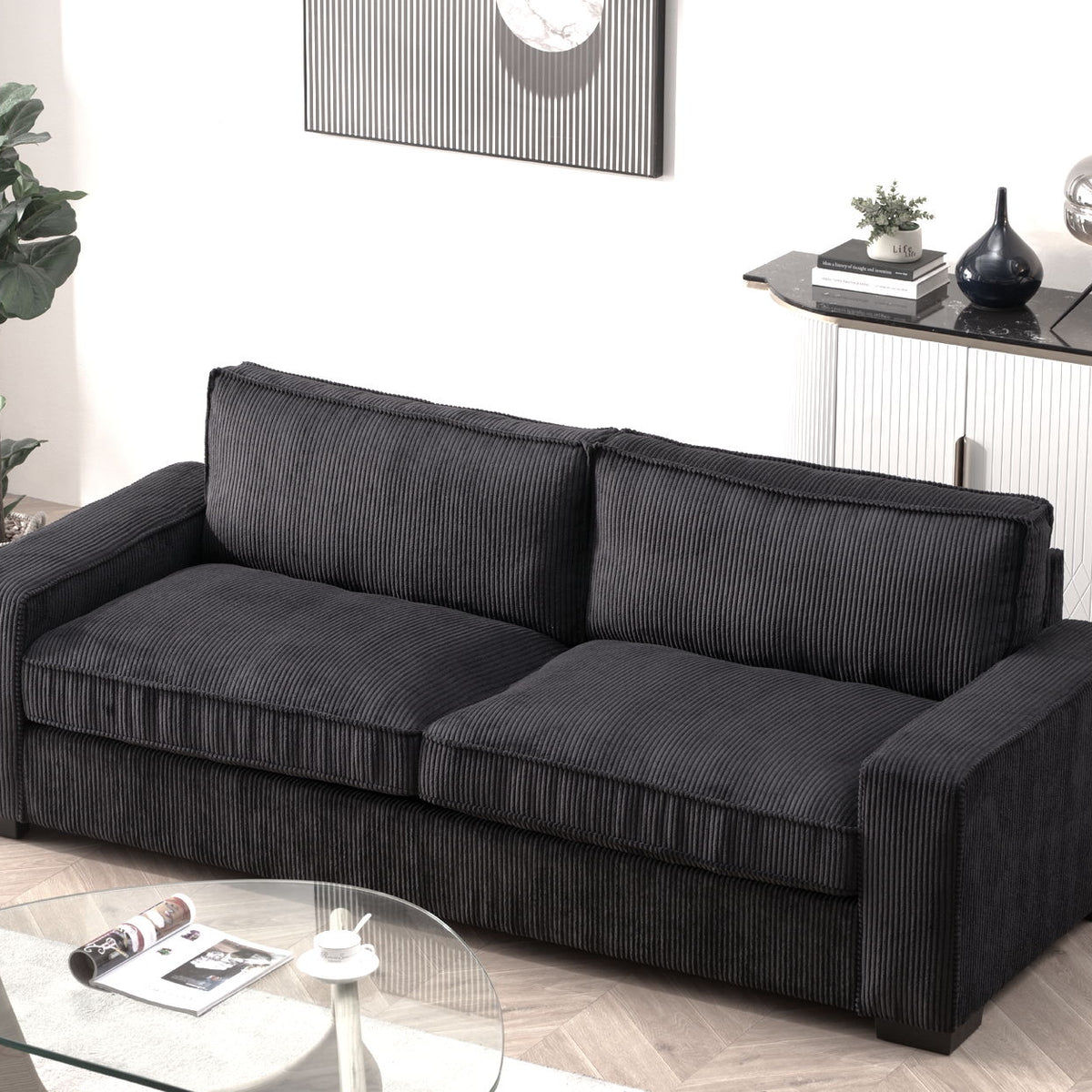 Luxe - Corduroy Sofa With Sleek Design, Spacious And Comfortable 3 Seater Couch